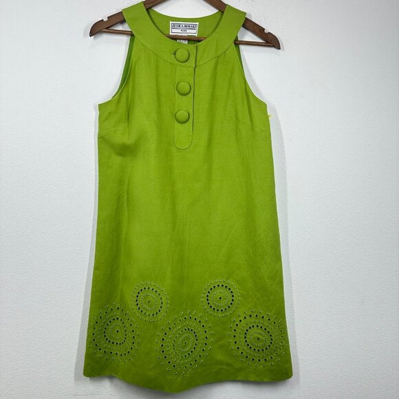 Vintage Jessica Howard Green Shift Dress Sleeveless Mod Retro 60s Style A-Line - Picture 8 of 8